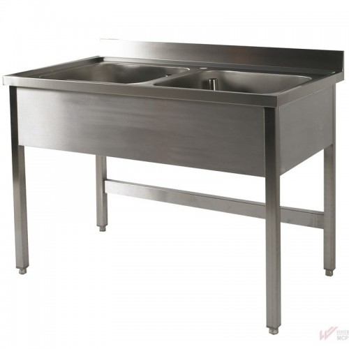 Plonge soudée 2 bacs, sans égouttoir, acier inox, L 1200 x P 600 x H 900 mm Plonge soudée 2 bacs, sans égouttoir, acier inox, L 1200 x P 600 x H 900 mm