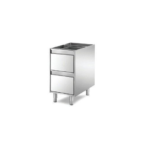 Armoire à 2 tiroirs sur pieds inox 304 L 550 x P 450 x H 850 mm sur mesure Armoire à 2 tiroirs sur pieds inox 304 L 550 x P 450 x H 850 mm sur mesure