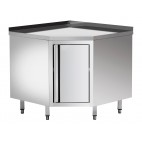 Meuble d'angle 1 porte, acier inox, L 1000 x P 1000 x H 600x900 mm