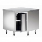 Meuble d'angle 1 porte, acier inox, L 1000 x P 1000 x H 600x900 mm