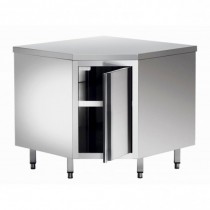 Meuble d'angle 1 porte, acier inox, L 1000 x P 1000 x H 600x900 mm
