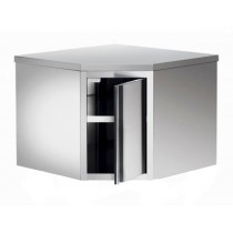 Armoire suspendue d'angle, acier inox, L 700 x 700x H 400x600 mm