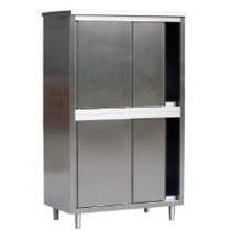 Armoire haute renforcée, 4 portes coulissantes, acier inox, L 1000 x P 600 x H 2000 mm