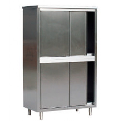 Armoire haute renforcée, 4 portes coulissantes, acier inox, L 1000 x P 600 x H 2000 mm Armoire haute renforcée, 4 portes coulissantes, acier inox, L 1000 x P 600 x H 2000 mm