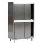 Armoire haute renforcée, 4 portes coulissantes, acier inox, L 1000 x P 600 x H 2000 mm