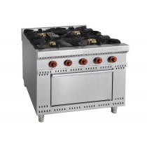 Cuisinière à gaz avec four, ligne 800, modèle Minho, 4 brûleurs 
