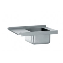 Table de pré-lavage standard avec bac, en acier inoxydable, longueur 800 mm, raccordable à droite