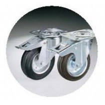 4 Roulettes Ø 120 mm chape zinguée (2 avec freins, 2 sans frein) 