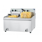 Friteuse électrique avec vanne de vidange haut rendement 2 x 10 litres 2 x 9000 W