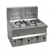 Friteuse à gaz 2 x 10 L en acier Inoxydable AISI 304 cuve emboutie 13000 W