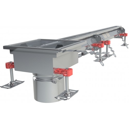 Caniveau Modul 20 sortie verticale en bout DN110 avec boitier siphon 200 x 200 mm Longueur 1000 mm Caniveau Modul 20 sortie verticale en bout DN110 avec boitier siphon 200 x 200 mm Longueur 1000 mm