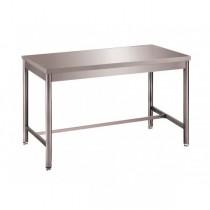 Table démontable bords droits pieds ronds, centrale, en inox ferritique, P 600 mm