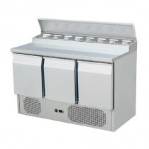 Saladette réfrigérée, +2 + 8 °C, 368 L, plan de travail inox