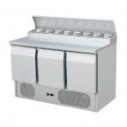 Saladette réfrigérée, +2 + 8 °C, 368 L, plan de travail inox