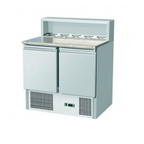 Saladette réfrigérée, +2 + 8 °C, 254 L, plan de travail inox, 2 portes