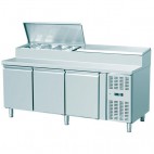 Saladette réfrigérée, -2 + 8 °C, surface en inox, 400 W, 3 portes, GN 1/3 x 10