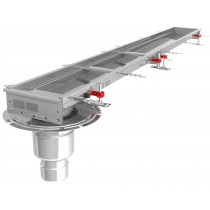 Kit caniveau Modul 200, sortie verticale en bout, sans grille, avec boitier siphon, L 2000 mm