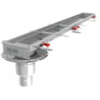 Kit caniveau Modul 200, sortie verticale en bout, sans grille, avec boitier siphon, L 2000 mm