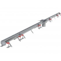 Caniveau Modul 20 sortie verticale centrée DN110 avec boitier siphon 200 x 200 mm Longueur 5000 mm