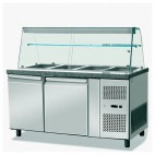Saladette réfrigérée, 0 + 8 °C, 502 L, 260 W, surface en granit, 2 portes, GN 1/1 x 4