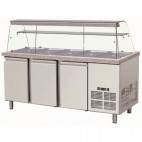 Saladette réfrigérée, 0 + 8 °C, 612 L, 280 W, surface en granit, 3 portes, GN 1/1 x 5