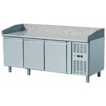 Table à pizza, -2 + 8 °C, 390 L, 210 W, surface en granit, 2 portes
