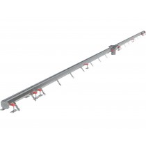 Kit caniveau sortie verticale centrée DN110, sans grille, avec boitier siphon 200 x 200 mm, Longueur 7000 mm