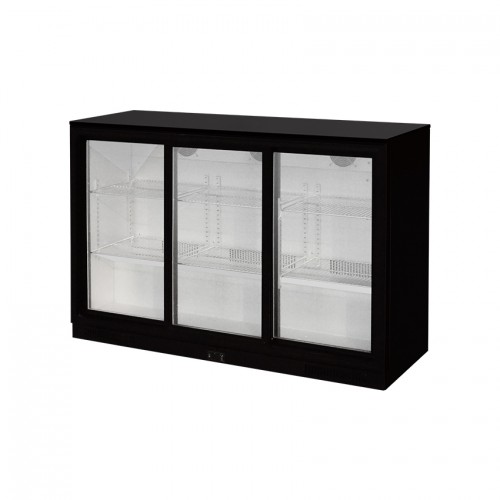 Desserte réfrigérée arrière de bar, couleur noir, 3 portes coulissantes, 338 L Desserte réfrigérée arrière de bar, couleur noir, 3 portes coulissantes, 338 L