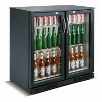 Desserte réfrigérée arrière de bar, 2 portes battantes, couleur noir, 228 L