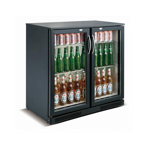 Desserte réfrigérée arrière de bar, 2 portes battantes, couleur noir, 228 L Desserte réfrigérée arrière de bar, 2 portes battantes, couleur noir, 228 L