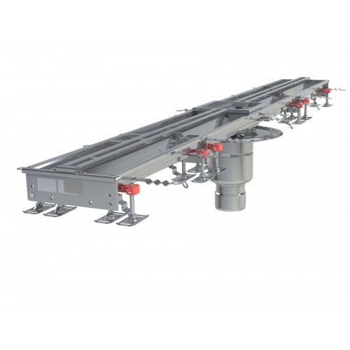 Caniveau Modul 200 sortie verticale centrée boitier 157/DN110 Longueur 2000 mm Caniveau Modul 200 sortie verticale centrée boitier 157/DN110 Longueur 2000 mm