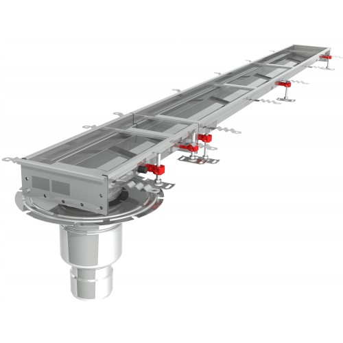 Caniveau Modul 200 sortie verticale en bout boitier 157/DN110 Longueur 2500 mm Caniveau Modul 200 sortie verticale en bout boitier 157/DN110 Longueur 2500 mm
