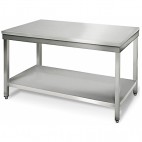 Table démontable, pieds carrés ajustables, inox, prof 600 mm