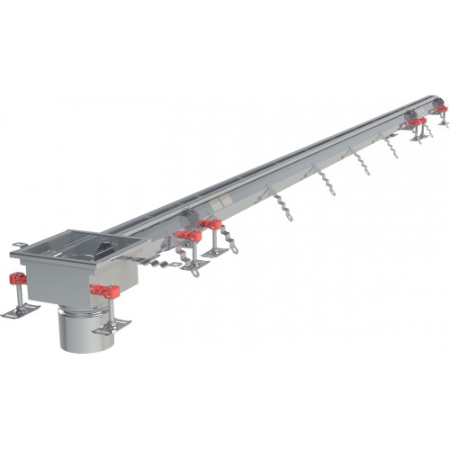 Caniveau Modul 20 sortie verticale en bout DN110 avec boitier siphon 200 x 200 mm Longueur 8000 mm Caniveau Modul 20 sortie verticale en bout DN110 avec boitier siphon 200 x 200 mm Longueur 8000 mm