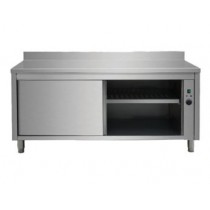 Placard chauffant, adossée, acier inoxydable, portes coulissantes, 30-90 °C, P 600 mm
