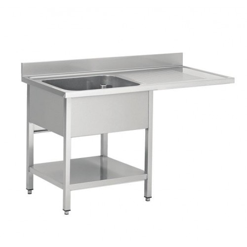 Plonge démontable adossée, en acier inoxydable, avec étagère, 1 bac, L 1200 x P 700 x H 950 mm Plonge démontable adossée, en acier inoxydable, avec étagère, 1 bac, L 1200 x P 700 x H 950 mm
