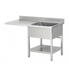Plonge démontable, avec étagère, acier inoxydable, L 1200 x P 600 x H 950 mm