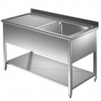 Plonge démontable, adossée, avec étagère, avec égouttoir et 1 bac, acier inoxydable, L 1000 x P 600 x H 950 mm