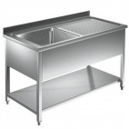 Plonge démontable, adossée, avec étagère, avec égouttoir et 1 bac, acier inoxydable, L 1000 x P 600 x H 950 mm
