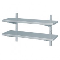 Etagère murale, en acier inoxydable, 2 niveaux, profondeur 400 mm