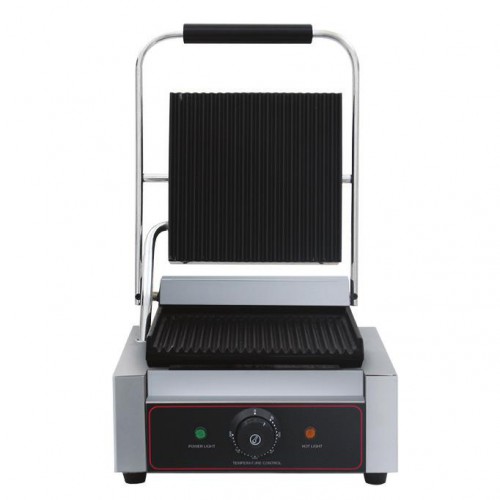 Machine à panini, en acier inoxydable, plaque en fonte rainurée, 2.2 KW Machine à panini, en acier inoxydable, plaque en fonte rainurée, 2.2 KW