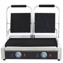 Machine à panini, acier inoxydable, plaque en fonte rainurée, 3.6 KW