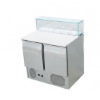 Saladette réfrigérée, +2 + 8 °C, 288 L, plan de travail granit, 2 portes