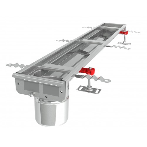 Caniveau Modul 125 sortie verticale en bout DN110 Longueur 1000 mm Caniveau Modul 125 sortie verticale en bout DN110 Longueur 1000 mm