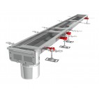 Caniveau Modul 125, sortie verticale en bout DN110, Longueur 1000 mm
