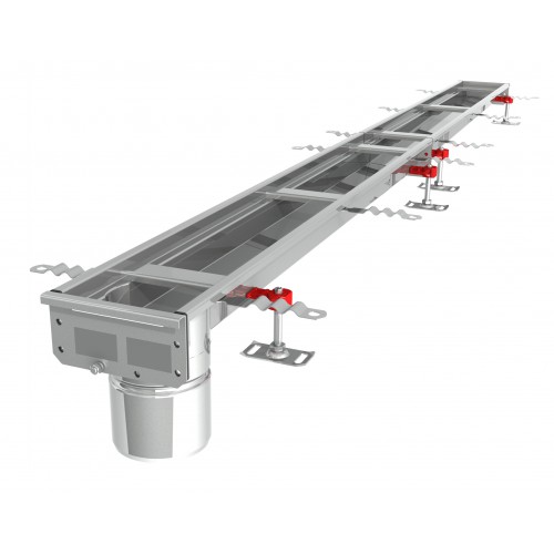 Caniveau Modul 125 sortie verticale en bout DN110 Longueur 2000 mm Caniveau Modul 125 sortie verticale en bout DN110 Longueur 2000 mm