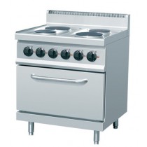Fourneau électrique, 4 feux, inox AISI 304, avec four