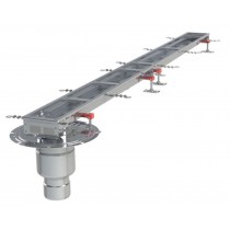 Caniveau Modul 125, L 3000, H 50/65, sortie verticale en BOUT, telesc platine DN157/110 - 3,9