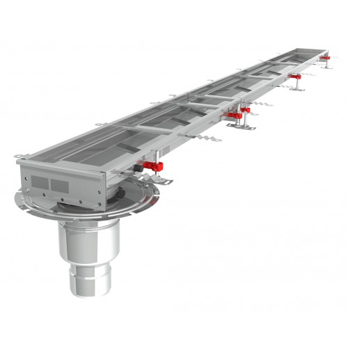 Caniveau Modul 200 sortie verticale en bout boitier 157/DN110 Longueur 4500 mm