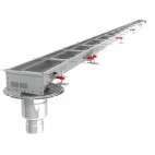 Caniveau Modul 200, L 7000 x l 200 mm, sortie verticale en bout, Ø 110 mm, telesc platine DN157/110, 3,9 l/s
